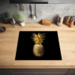 Ananas - Zwart - Goud - Luxe Inductie beschermer vinyl 3mm middel -sfeer5