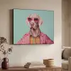Hond - Overhemd - Bloemen - Bril Textielframe zwart klein -sfeer3