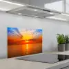 Zonsondergang - Zee - Lucht - Oranje - Horizon - Water keuken achterwand spatscherm klein -3d_schuin