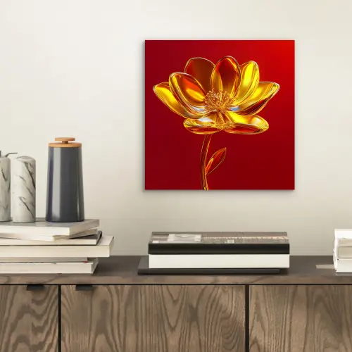 Bloem - Goud - Glazen aluminium wit klein -sfeer1