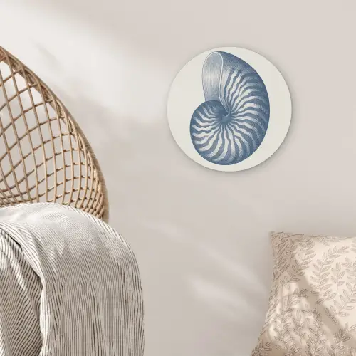 Blauw - Schelp - Spiraal Akoestische PET Vilt - Rond klein -sfeer4