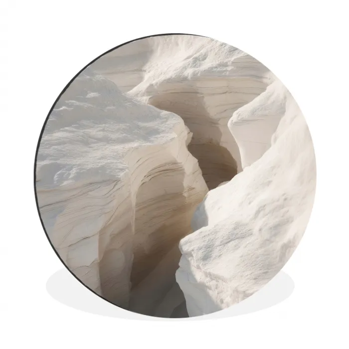 Kloof - Wit - Sneeuw Wandcirkel aluminium klein -3d