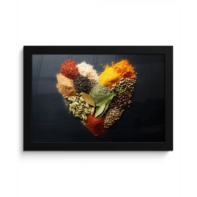 Specerijen - Mix - Hartvorm - Zwart fotolijst zwart zonder passe partout klein -3d