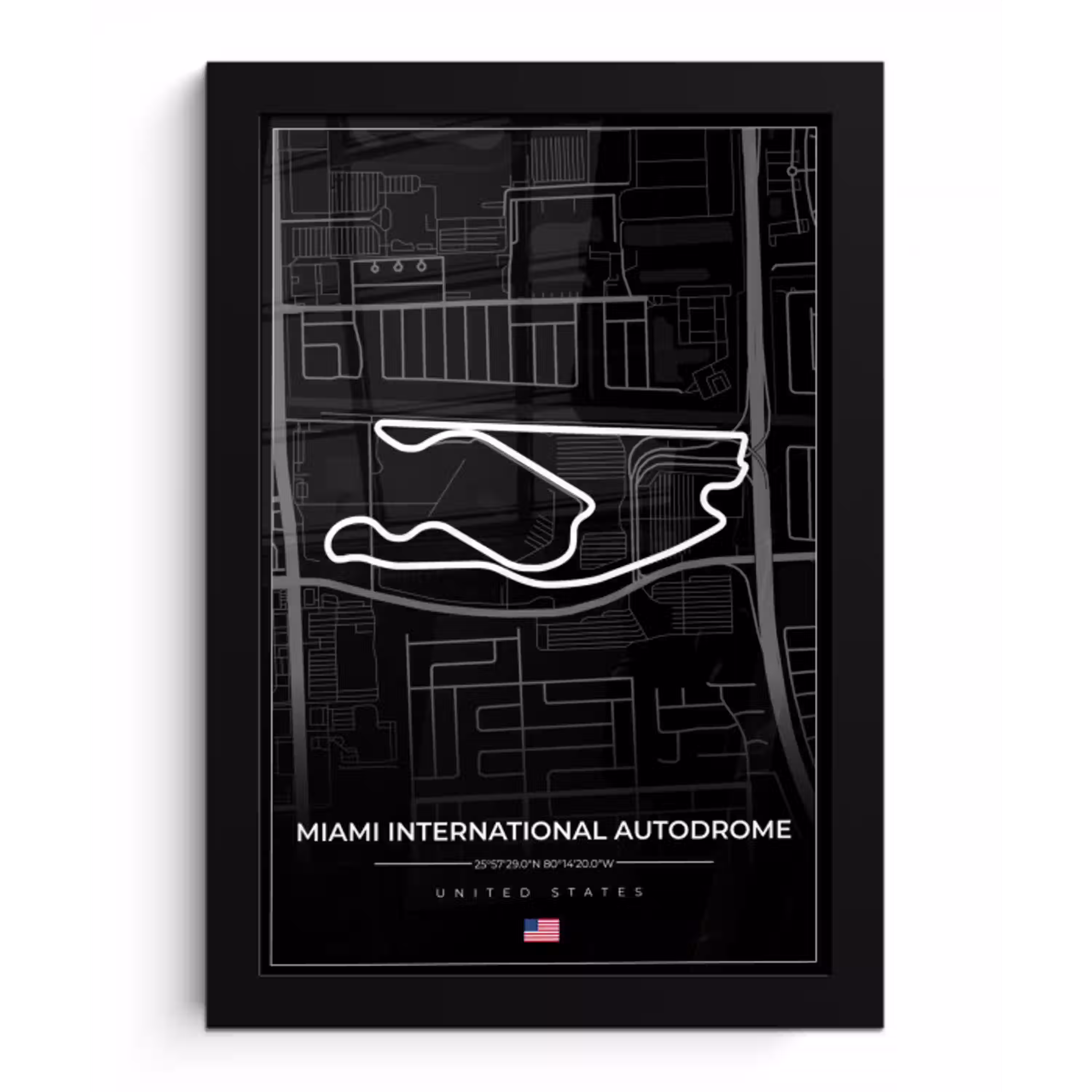 Racebaan - Verenigde Staten - Formule 1 - Miami International Autodrome - Circuit - Zwart fotolijst zwart zonder passe partout klein -3d