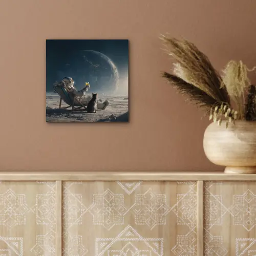 Maan - Kat - Astronaut - Ruimte aluminium wit klein -sfeer4