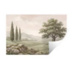 Heuvellandschap - Bomen - Natuur - Groen Muursticker klein -3d
