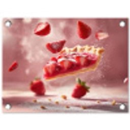 Aardbei - Taart- Eten - Roze tuinposter los doek klein -3d