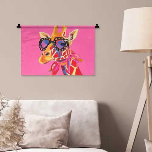 Giraf - Roze - Bril - Sjaal Wandkleed katoen klein -sfeer4