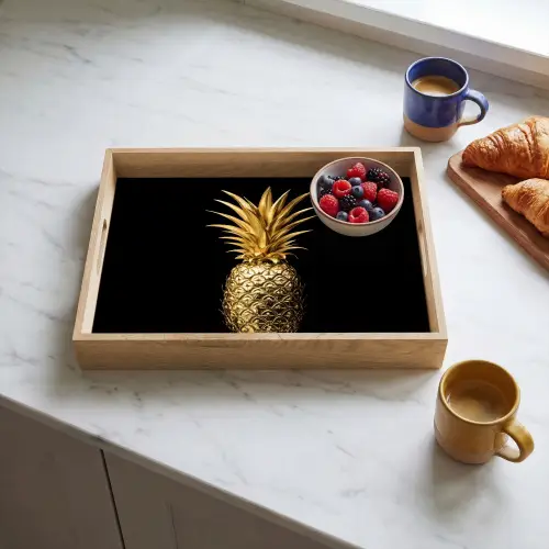 Ananas - Zwart - Goud - Luxe Dienblad Rechthoek middel -sfeer2