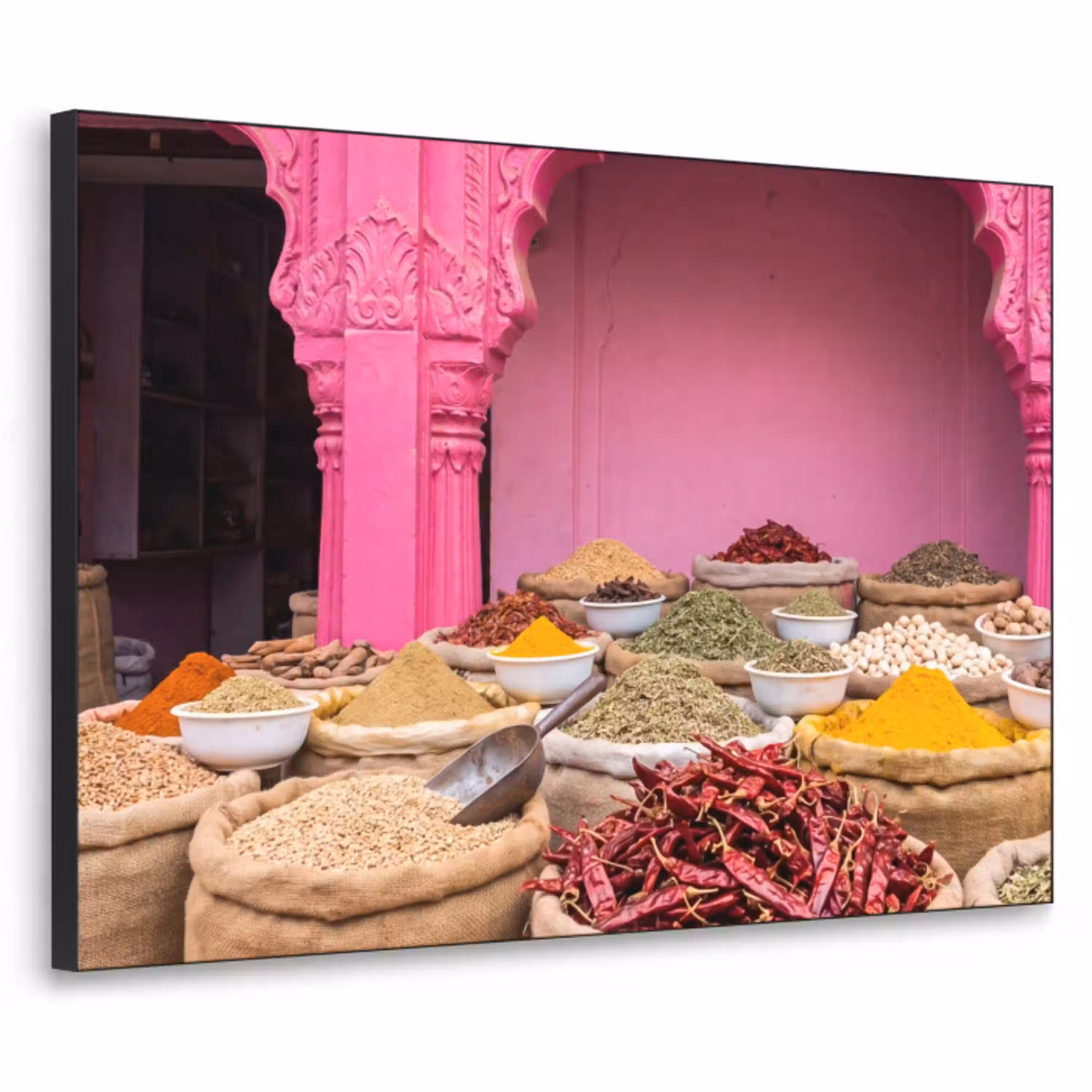 Kruiden - Markt - Roze Textielframe zwart klein -3d