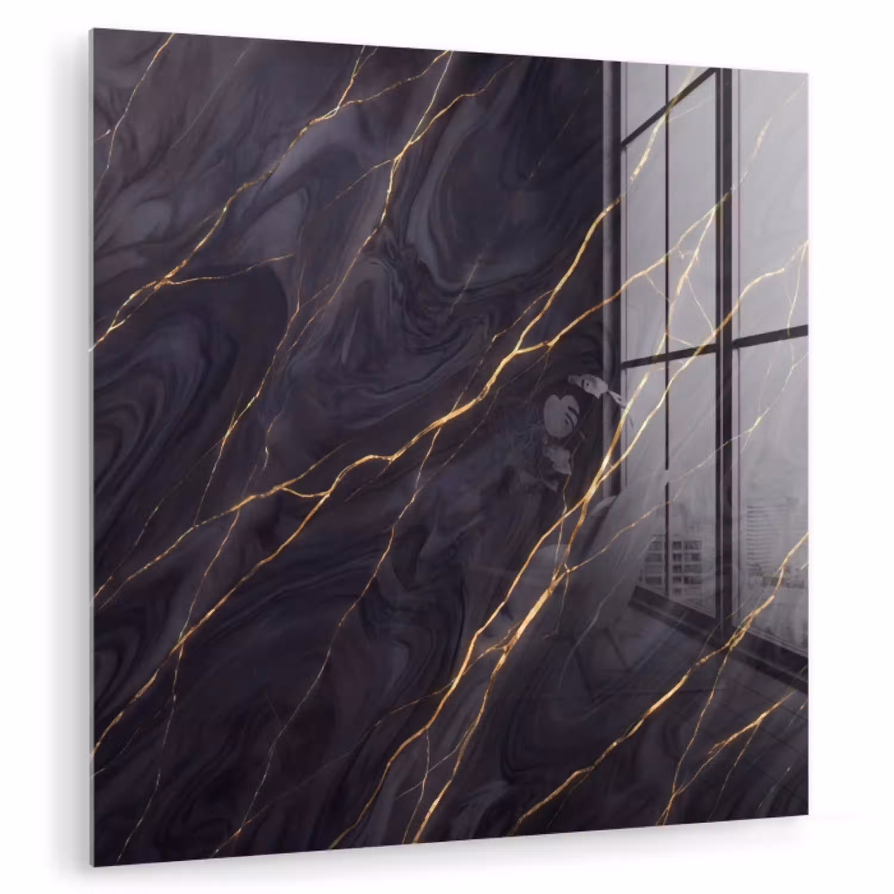 Marmer - Goudaders - Abstract - Modern - Zwart plexiglas 5mm klein -zzzproduct_nieuw