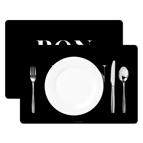 Zwart - Quote - Bon appétit Placemat vinyl groot -zzsfeer2_Kitchenyeah-website