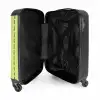 Limegroene achtergrond met donkergroene streepjes NBS - Handbagage koffer - Kinderen Unisex middel -binnenkant