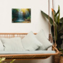 Tropische Waterval in Zonlicht tuinposter los doek klein -sfeer7