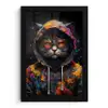 Kat - Jas - Graffiti - Bril - Zwart fotolijst zwart zonder passe partout klein -3d