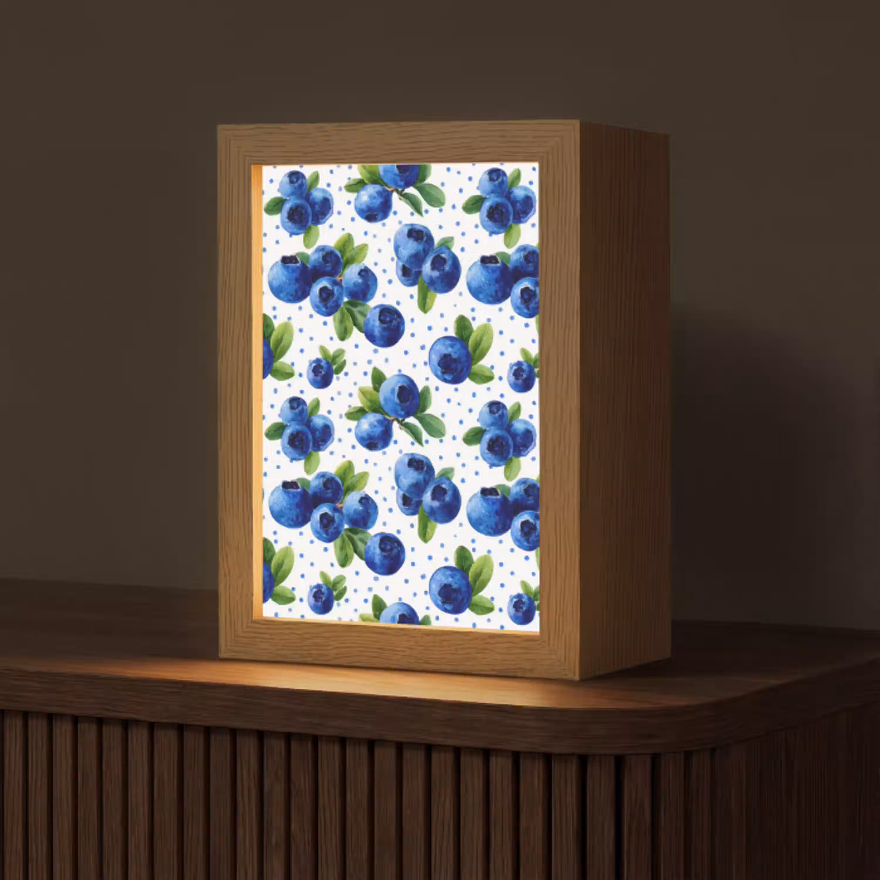 Bessen - Patroon - Blauw Light Box met kabel (Tafellamp) klein 925 -z3d_website