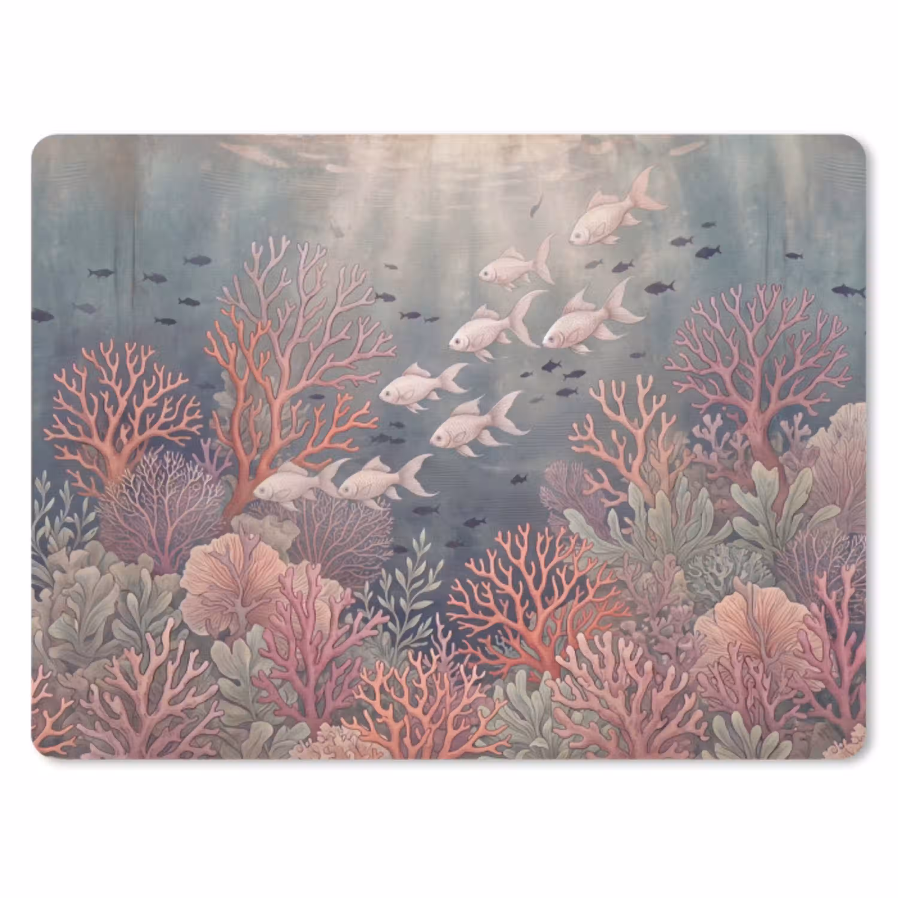 Vis - Koraal - Onderwater - Illustratie - Vintage muismat rubber klein -3d