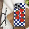 Geblokt - Blauw - Aardbeien Hoesje iPhone 16 Pro Max met koord klein -sfeer4