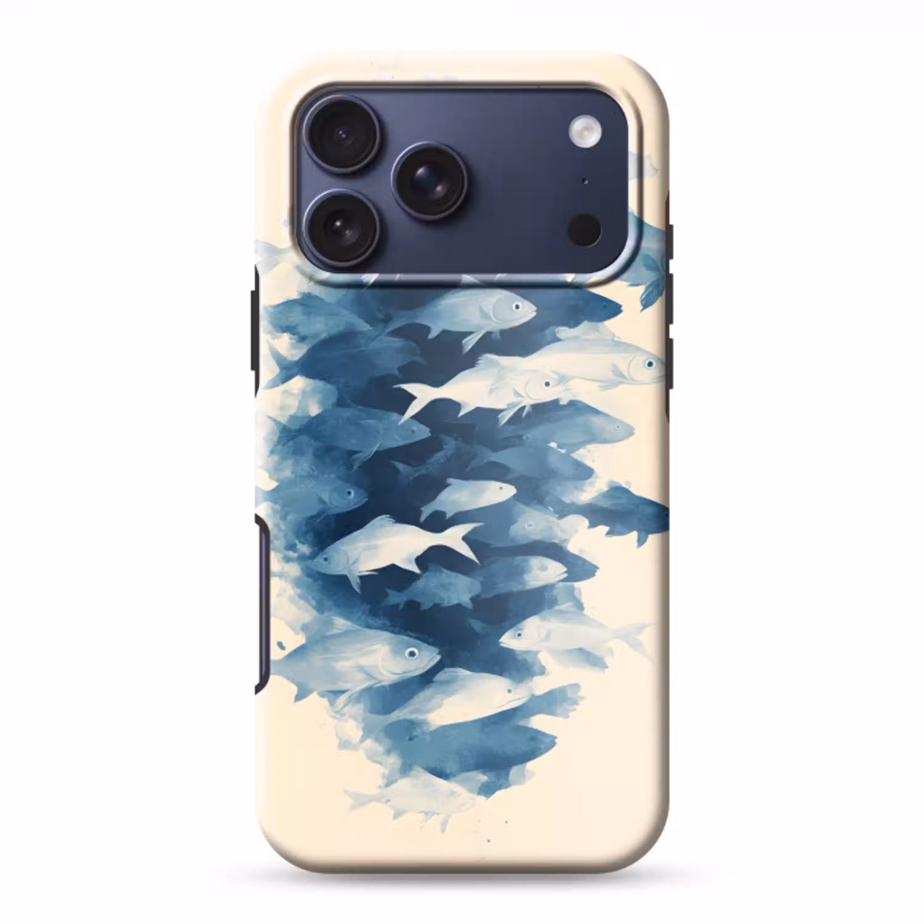 Vissen - Minimalistisch - Blauw Toughcase MagSafe Apple iPhone 17 Pro Max klein -3d