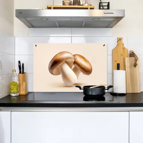 Champignons - Zacht - Beige Inductie beschemer met haakjes klein -sfeer2
