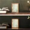 Abstract - Kunst - Wit - Groen - Modern Light Box met kabel (Tafellamp) klein -sfeer3