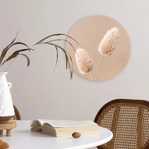 Pampas pluimen - Beige - Planten Wandcirkel kunststof plaat 5mm dik klein -sfeer4