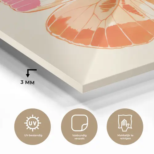 Oranje - Vlinder - Minimalistisch plexiglas 5mm klein -sfeer2