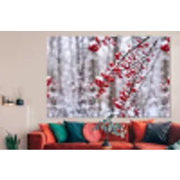 Bessen - Takken - Sneeuw - Winter - Kleurrijk forex 5mm xxl -woonkamer