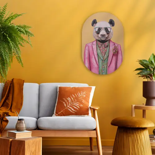 Panda - Pak - Zonnebril - Blauw Wandcirkel Ovaal Forex klein -sfeer4