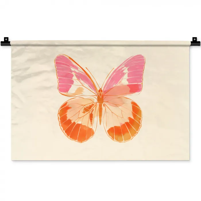 Oranje - Vlinder - Minimalistisch Wandkleed katoen klein -zz3d