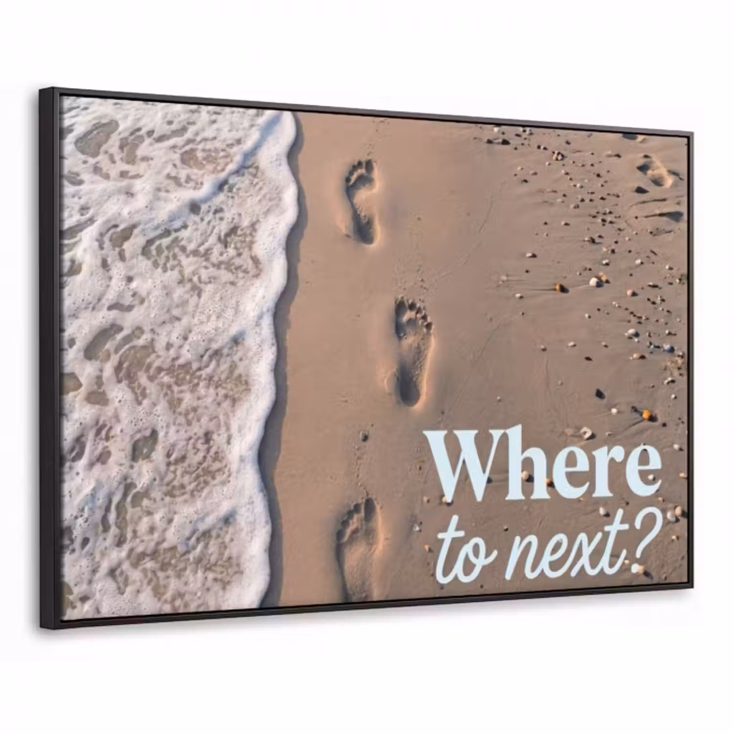 Leinwand mit Liste - Wohin als nächstes - Strand - Footsteps