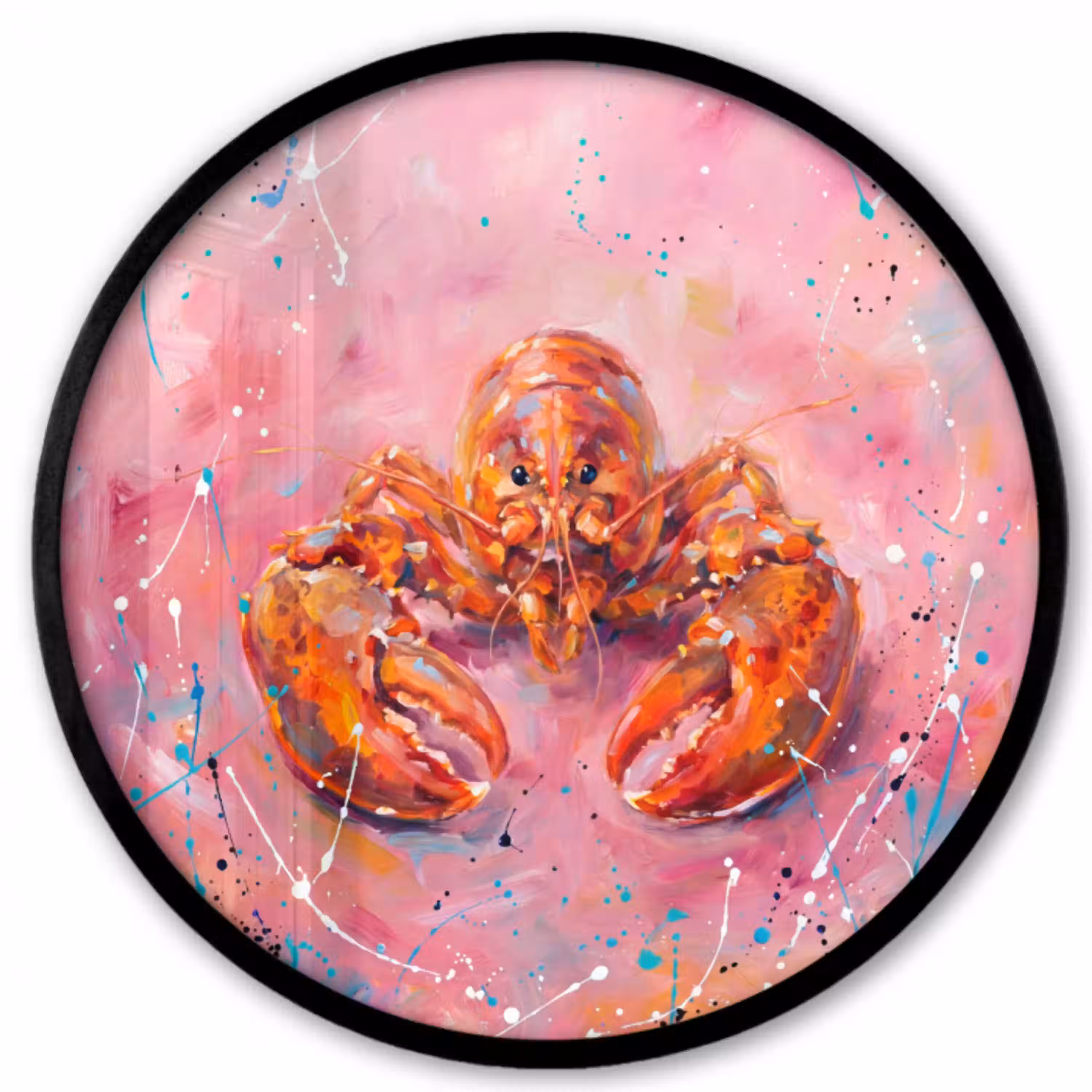 Zeeleven - Kreeft - Spatters - Abstract - Roze Fotolijst rond zonder passe partout klein -3d