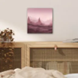 Landschap - Mistig - Roze aluminium wit klein -sfeer3