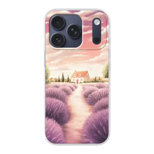 Lavendelveld - Huis - Paars Telefoonhoesje iPhone 17 Pro klein -3d