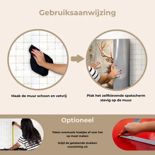 Kerst - Rendier - Winter - Krans keuken achterwand spatscherm klein -gebruiksaanwijzing_NL