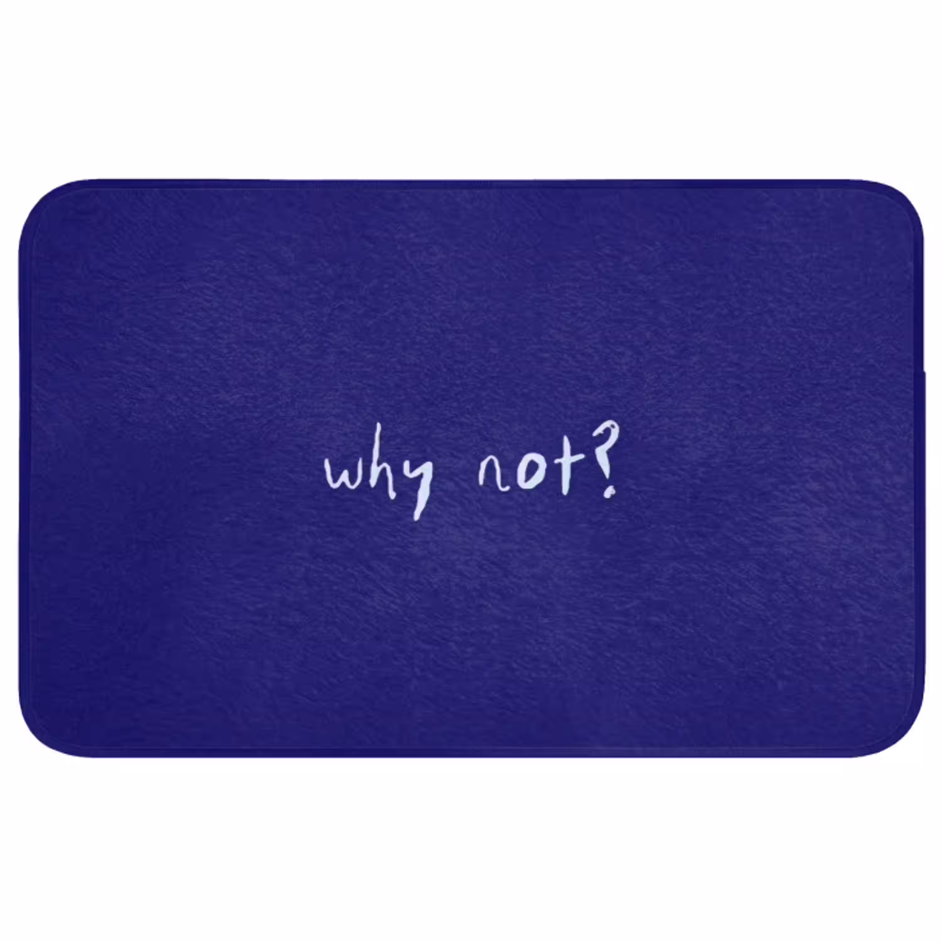 Why not - Blauw - Handgeschreven Badmat middel -3d