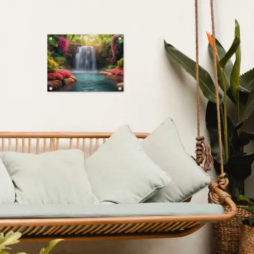 Betoverende Waterval in de Tropen tuinposter los doek klein -sfeer7