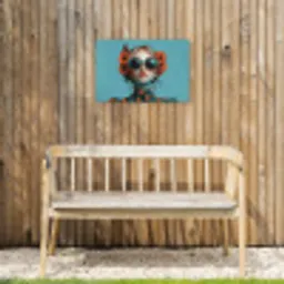 Vrouw - Blauw - Vlinder - Bloemen - Aesthetic Tuinposter op houten frame 2 cm dik klein -sfeer4