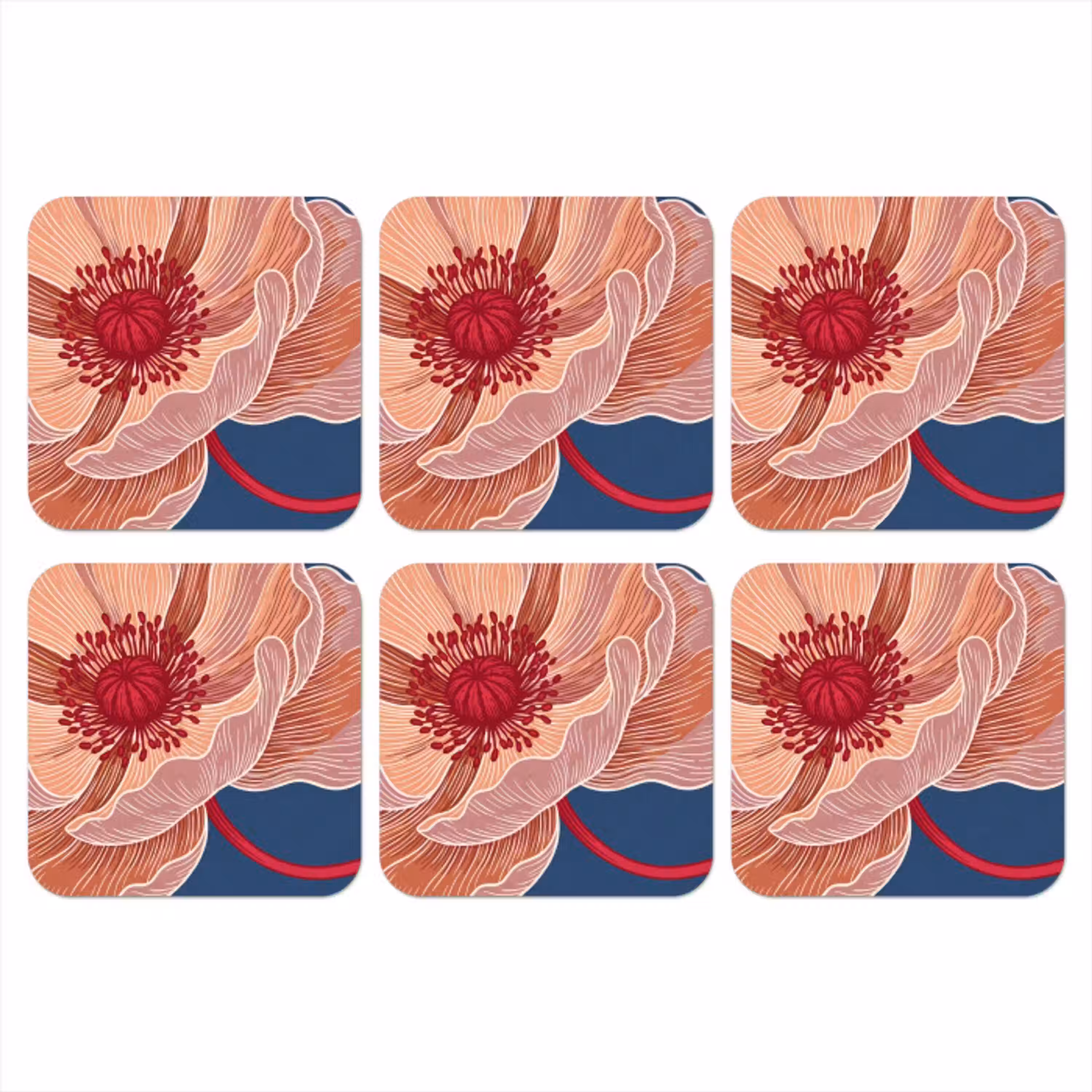 Bloemen - Modern - Abstract onderzetter kurk middel -3d
