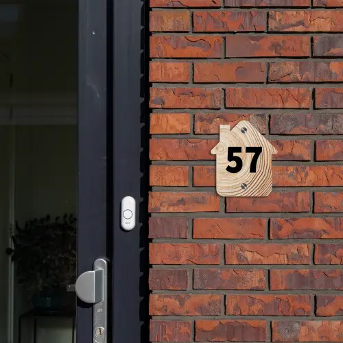 Houten nerf - Traditioneel Naambord Huisje klein -sfeer2
