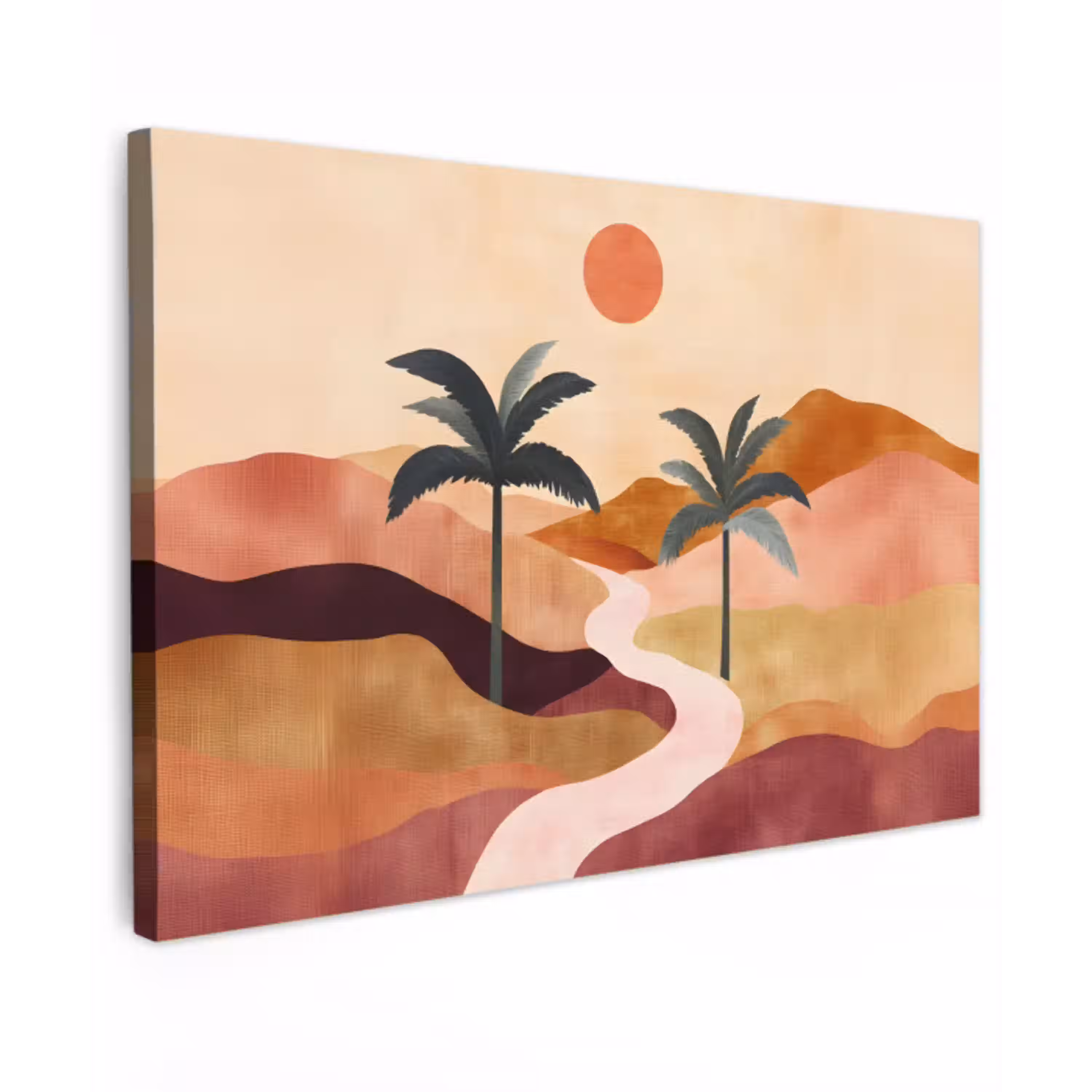 Heuvels - Palmbomen - Abstract canvas 2cm klein -z3d