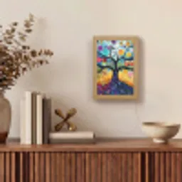 Boom - Kleurrijk - Bloemen - Kunst - Abstract Light Box met kabel (Tafellamp) klein -sfeer2