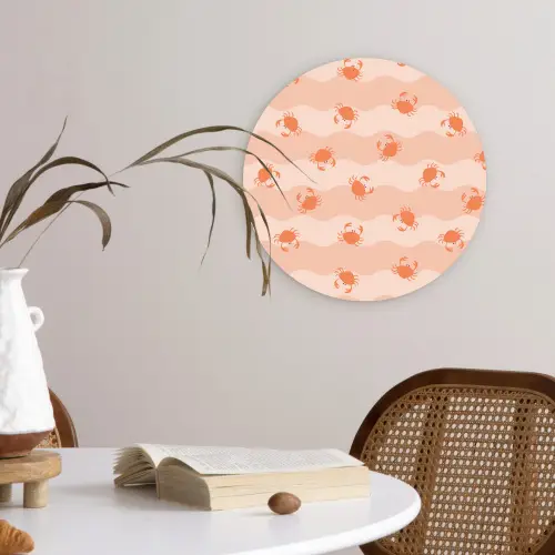 Zee - Dieren - Roze - Krab Wandcirkel plexiglas klein 852 -sfeer4