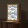 Huizen - Bomen - Water - Vogels - Blauw Light Box met kabel (Tafellamp) klein 925 -z3d_website