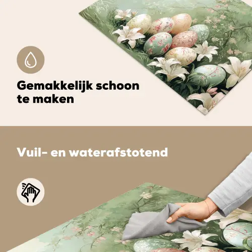 Paaseieren - Pasteltinten - Bloemen Inductie beschemer met haakjes klein -ky-schoon-nl