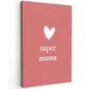 Presentje voor Moederdag super mama roze/wit canvas 2cm klein -z3d