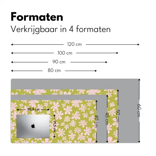 Bloemen - Roze - Getekend - Patroon Muismat XXL klein -sfeer5