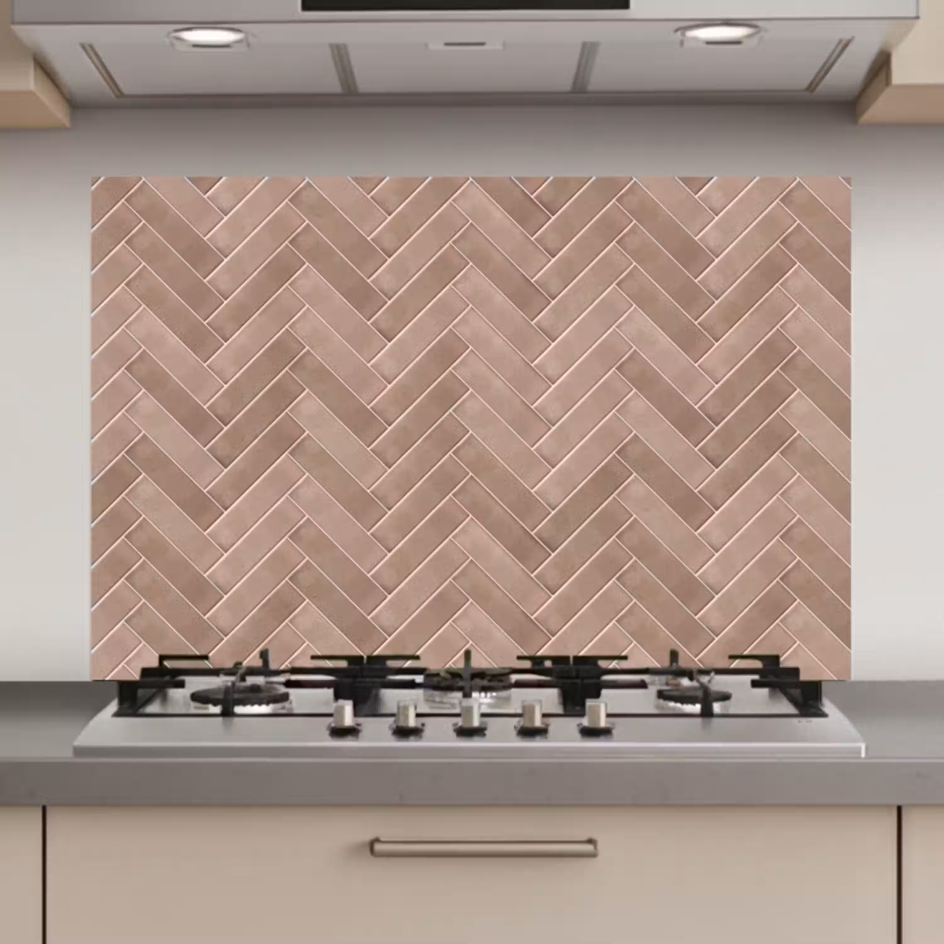 Visgraat - Wandtegel - Oudroze - Terracotta keuken achterwand spatscherm klein 900 -3d_website