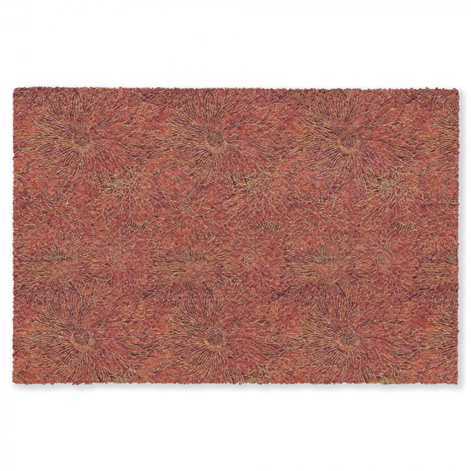 Oosters - Bloemen - Terracotta Vloerkleed Rechthoek klein 1091 -3d