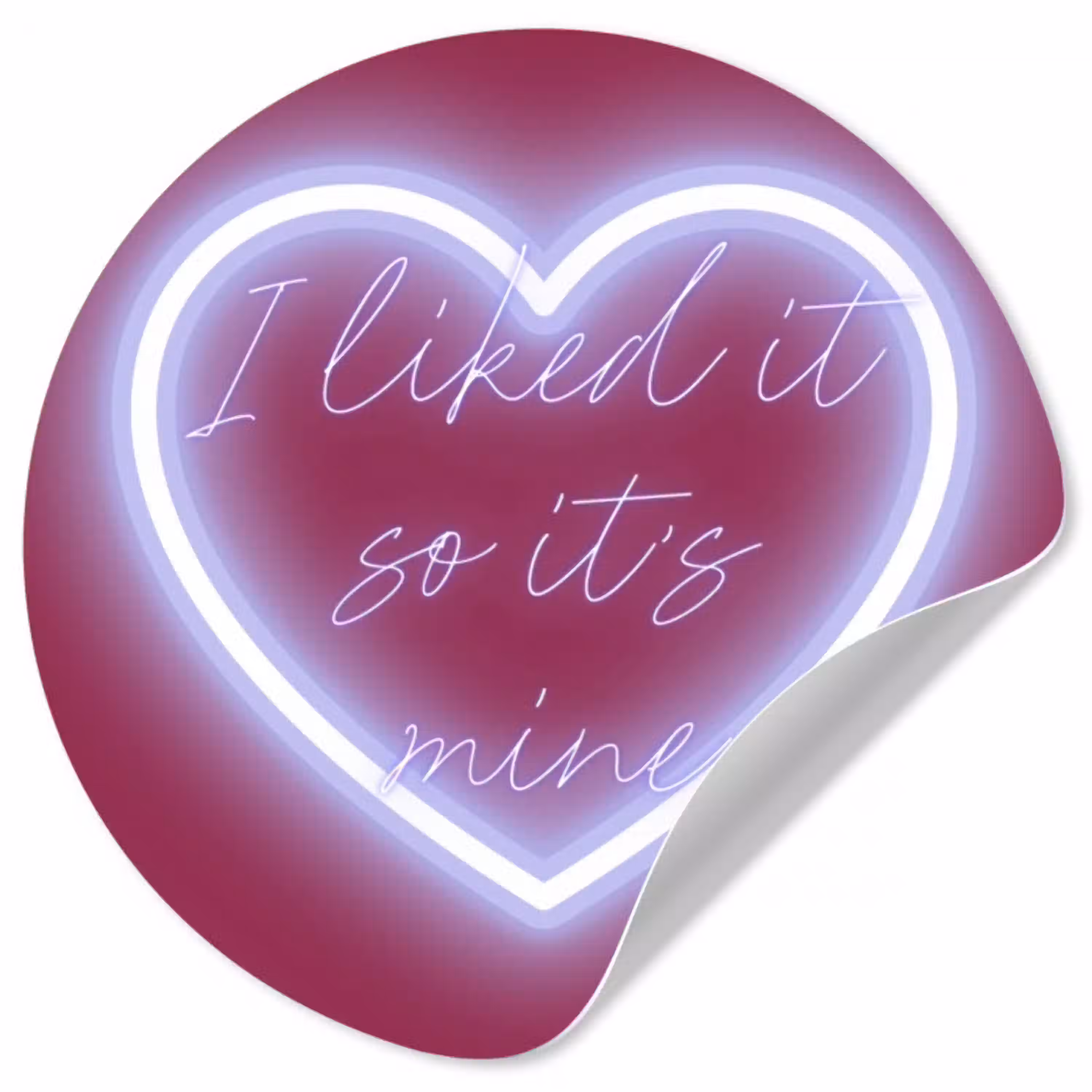I liked it so it's mine - Neon hart - Roze Wandcirkel behangsticker klein -3d